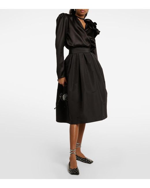 AMINA MUADDI Black Ane Embellished Leather Ballet Flats