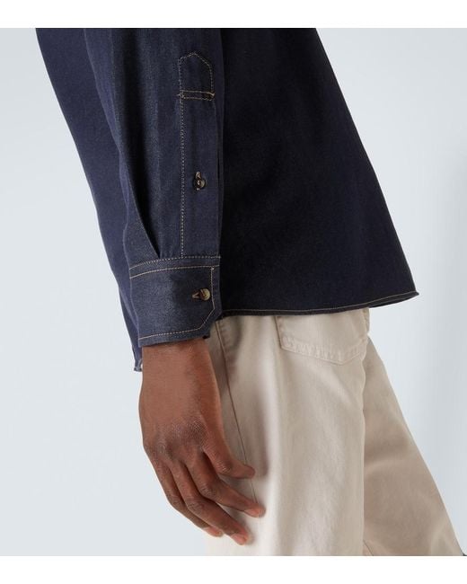 Brunello Cucinelli Blue Denim Shirt for men