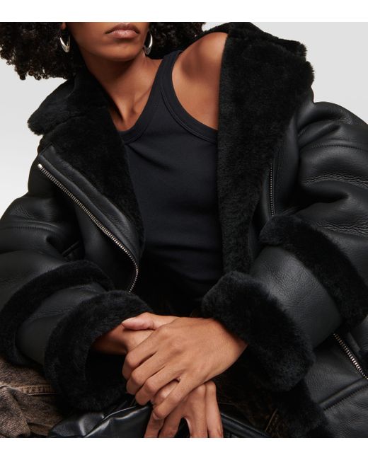 Blancha Black Leather And Shearling Jacket
