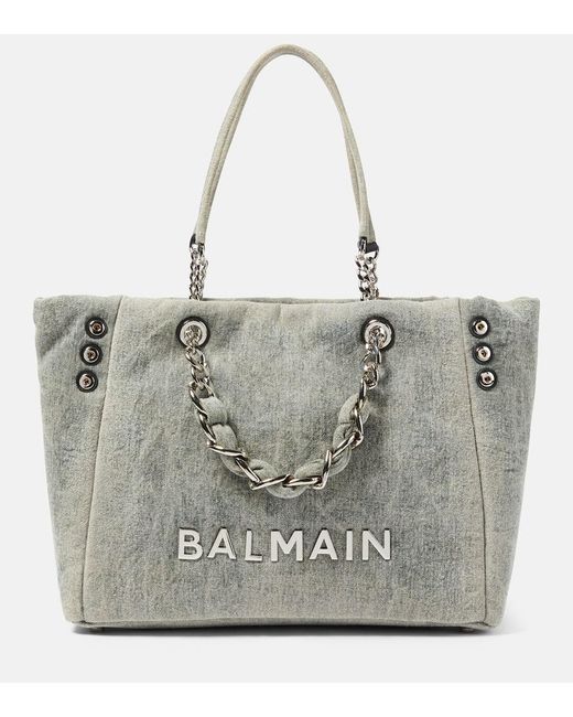 Balmain Metallic 1945 Soft Denim Tote Bag