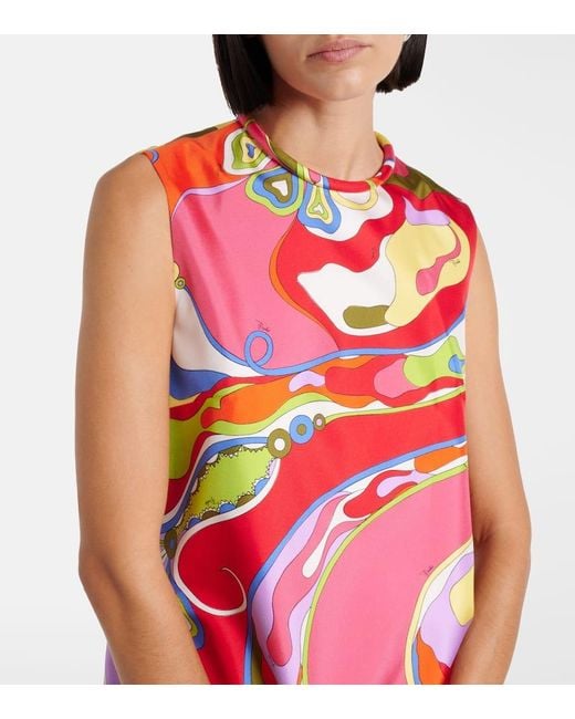 Emilio Pucci Red Orchidee Silk Twill Minidress