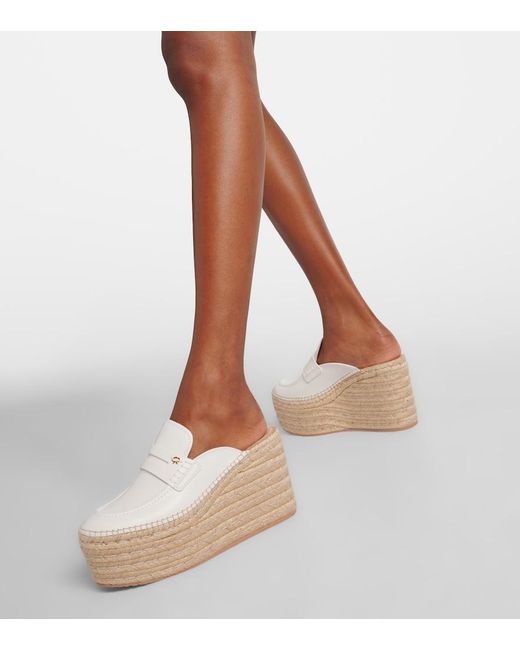Gianvito Rossi White Leather Espadrille Wedges