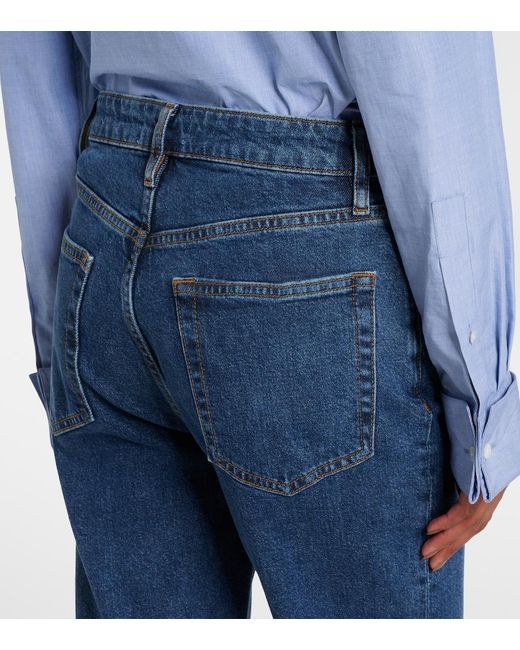 FRAME Blue The Ruler High-Rise Straight Jeans