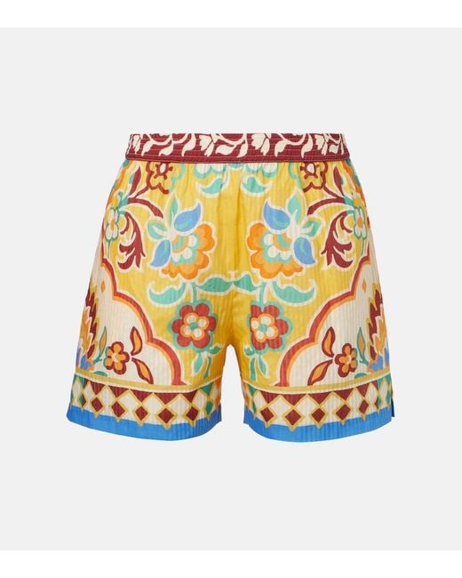 Etro Multicolor Printed Cotton And Silk Shorts