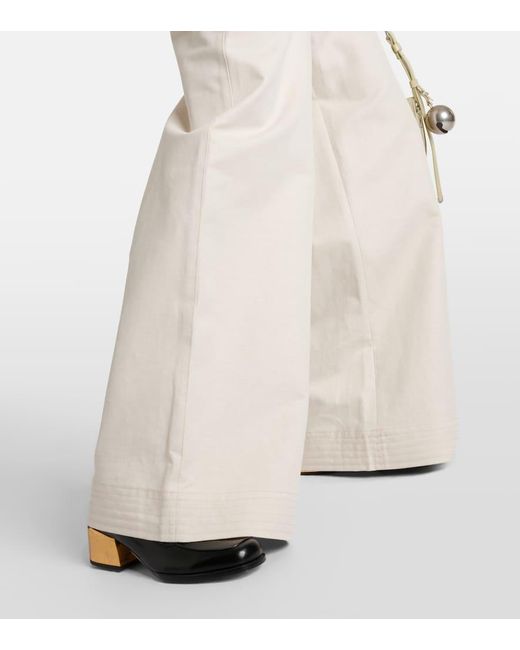 Pantalones Anchos Oboli De Algodon Y Lino Max Mara de color Natural