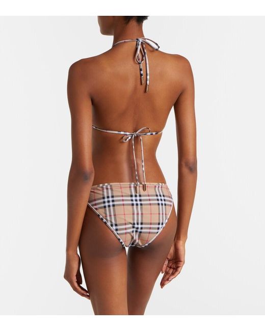 Bikini Triangular Con Check Burberry de color White