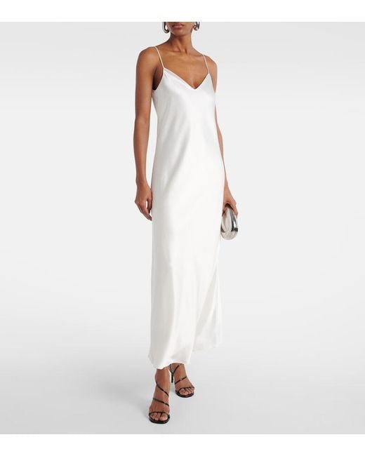 Galvan White Satin Slip Dress