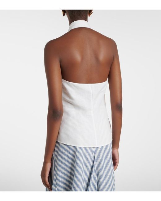 Ralph Lauren White Eldred Halterneck Linen Top