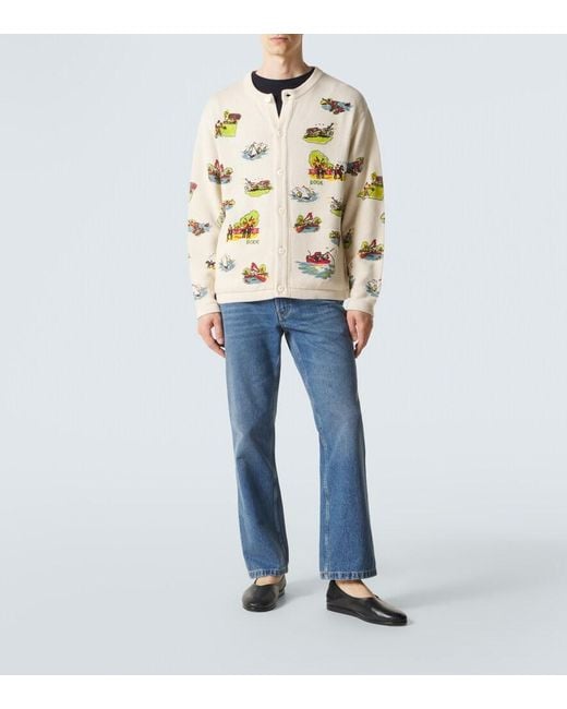 Bode Metallic Beaded Camp Wool And Cotton Cardigan for men
