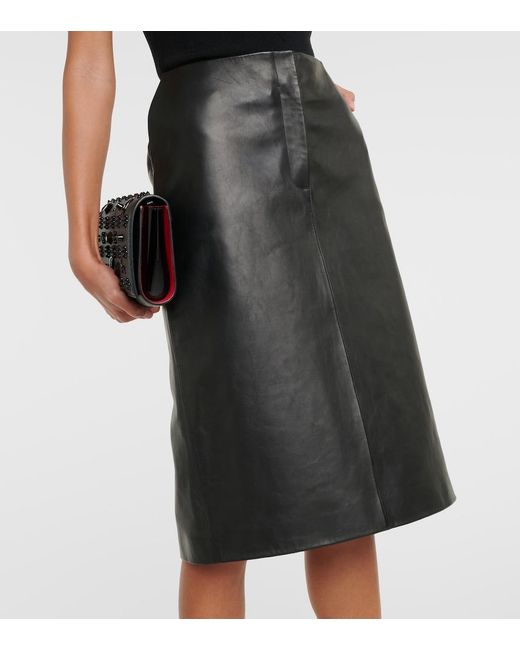 Magda Butrym Black Leather Midi Skirt