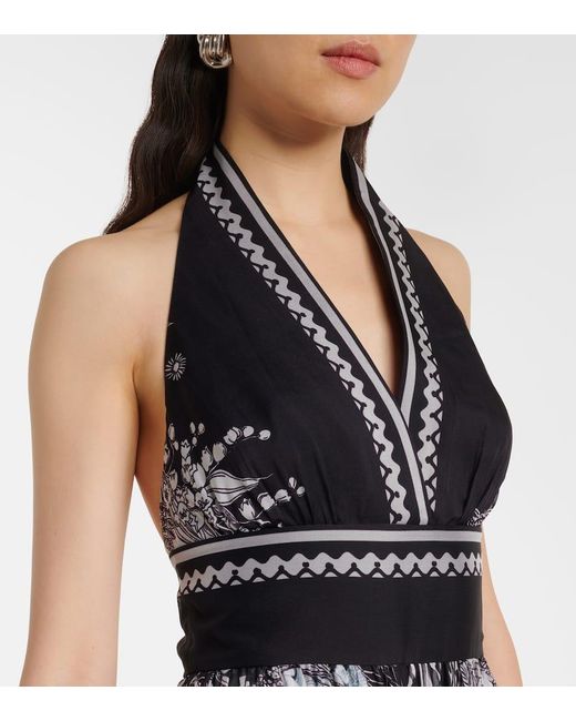 Elie Saab White Printed Silk Chiffon Maxi Dress