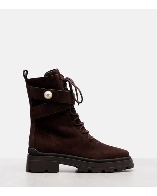 Jimmy Choo Brown Noemi 45 Suede Combat Boots