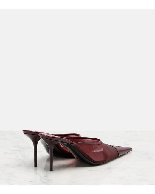 Saint Laurent Pink Renee Mesh And Leather Mules