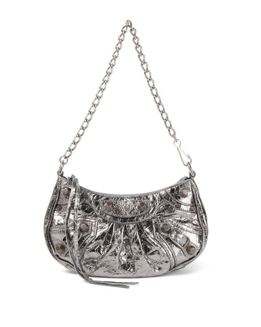 Balenciaga Le Cagole Mini Leather Shoulder Bag in Silver (Metallic) - Lyst