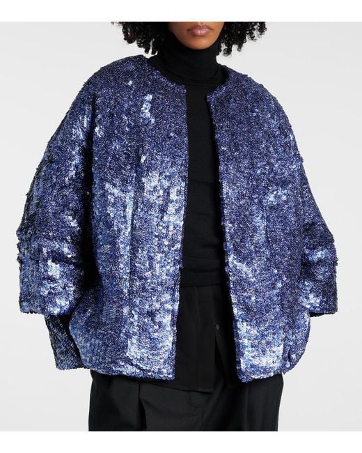 Dries Van Noten Blue Sequined Jacket