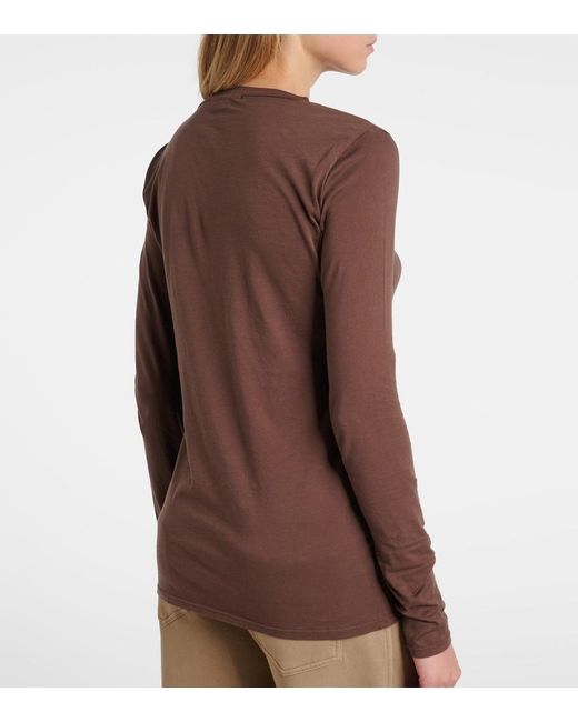 Nili Lotan Brown Susana Cotton Jersey T-Shirt