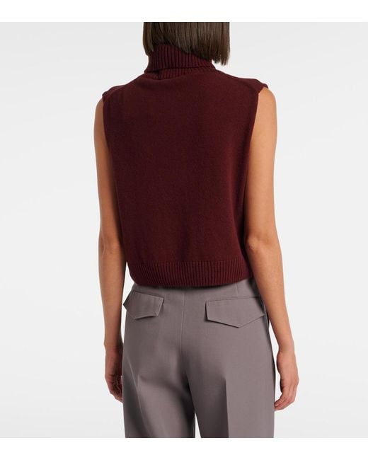 Jil Sander Red Wool Turtleneck Sweater Vest
