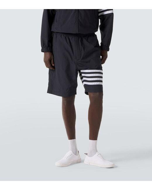 Thom Browne Blue 4-Bar Ripstop Shorts for men