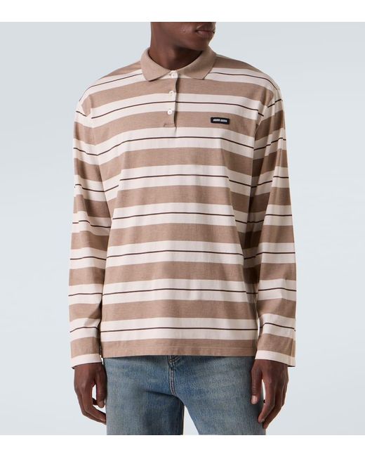 Miu Miu Natural Striped Cotton Jersey Polo Shirt for men
