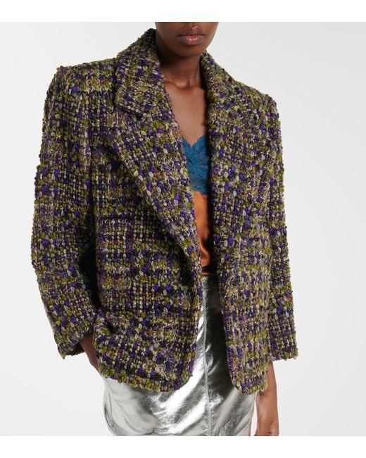 Saint Laurent Brown Wool-Blend Tweed Jacket