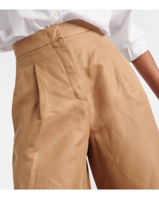Pantalon ample Colonia en soie et lin Max Mara en coloris Brown