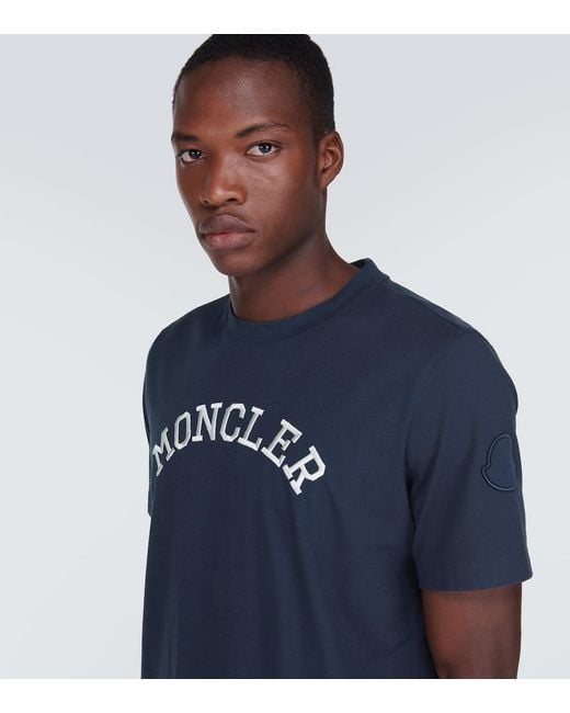 Moncler Besticktes T-Shirt in Blue für Herren