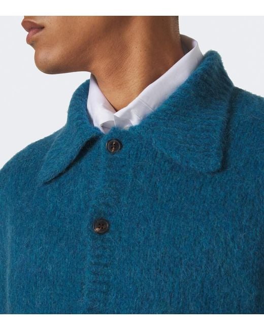 Dries Van Noten Blue Alpaca And Wool-Blend Cardigan for men