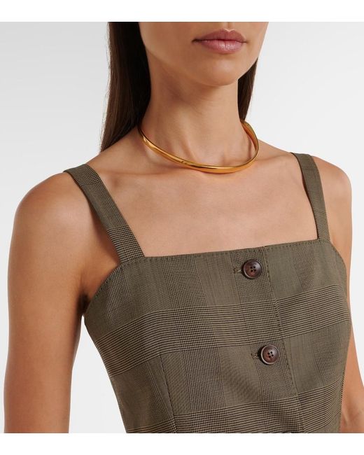 Max Mara Green Plaid Virgin Wool Top