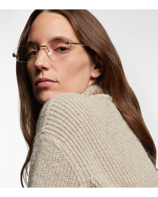 Cartier Natural Panthere De Cartier Rectangular Glasses