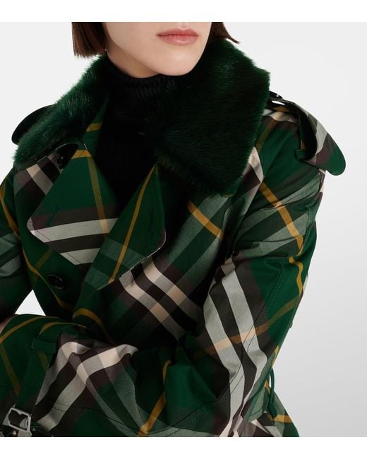 Gabardina de Kensington con patrón de verificación Burberry de color Green