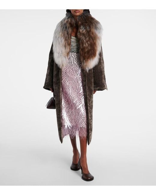 JACQUES WEI Brown Shearling-Trimmed Coat