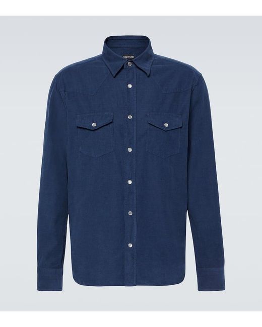 Tom Ford Blue Corduroy Shirt for men