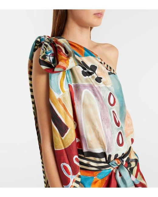 Robe Midi Michelle Asymetrique En Soie ALÉMAIS en coloris White