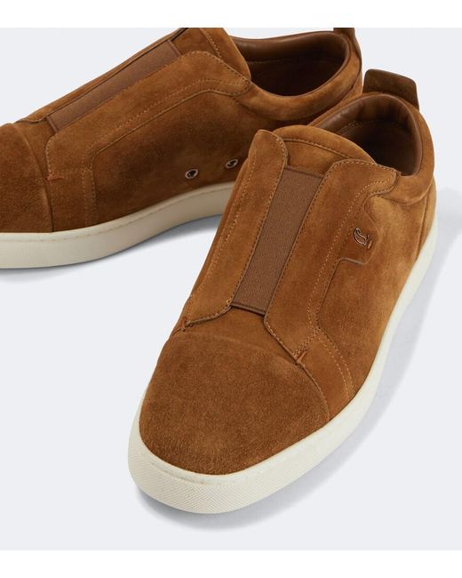 Christian Louboutin Brown St Louis Low-Top Leather Trainers for men