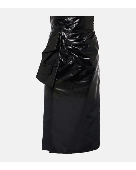 Falda midi drapeada de tiro alto Maison Margiela de color Black