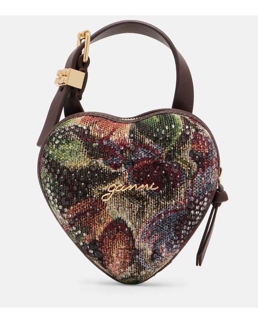 Ganni Red Nano Heart Mini Embellished Tote Bag