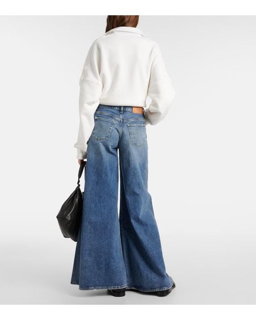 7 For All Mankind Willow Mid-Rise Wide-Leg Jeans in Blue | Lyst Canada