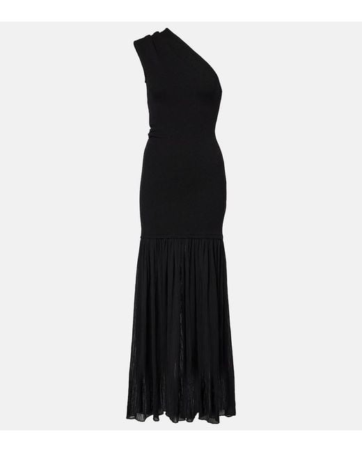 Proenza Schouler Black Cora One-Shoulder Crepe Chiffon Maxi Dress