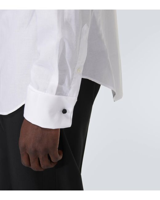 Giorgio Armani White Pleated Cotton Tuxedo Shirt for men