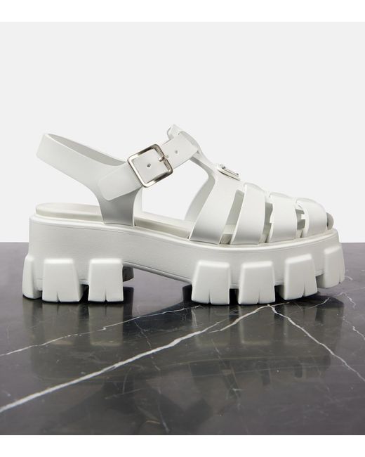 Prada White Rubber Platform Sandals 55