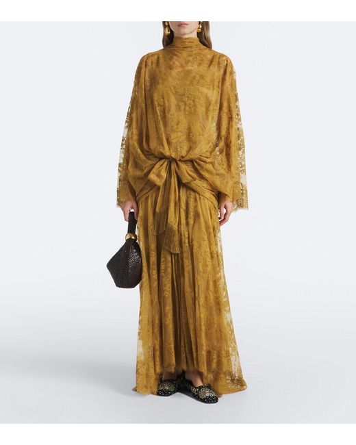 Zimmermann Metallic Ascent Draped Lace Gown