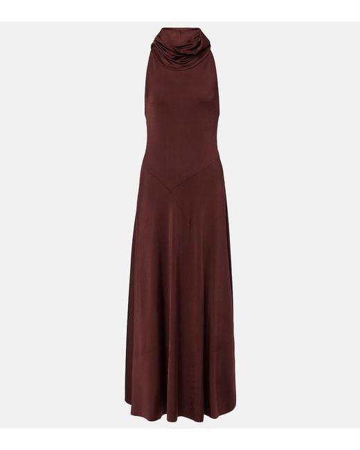 Victoria Beckham Purple Hooded Jersey Midi Dress