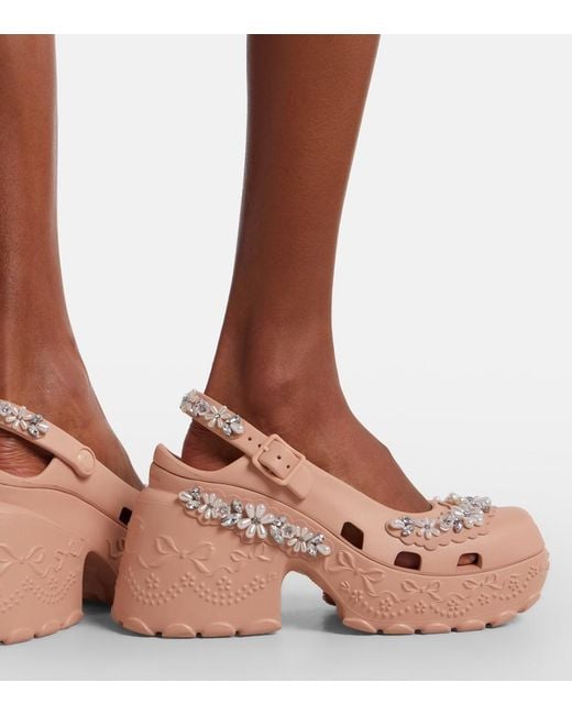 Simone Rocha Pink X Crocs Embellished Slingback Pumps
