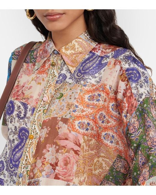 Camicia Patchwork Oversize Devi di Zimmermann in Blue
