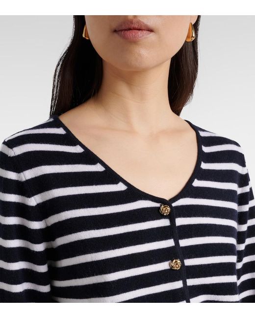 Jardin Des Orangers Blue Striped Cashmere Cardigan