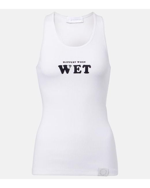 Stella McCartney White Printed Cotton-Blend Tank Top