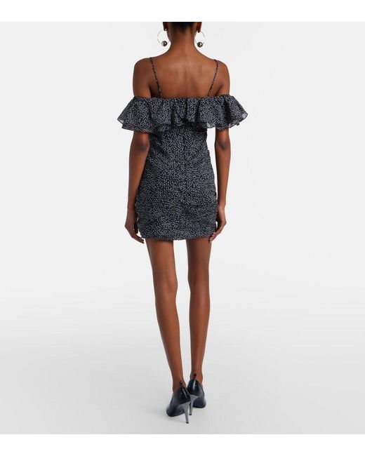 Isabel Marant Black Davilia Draped Polka-Dot Cotton Minidress