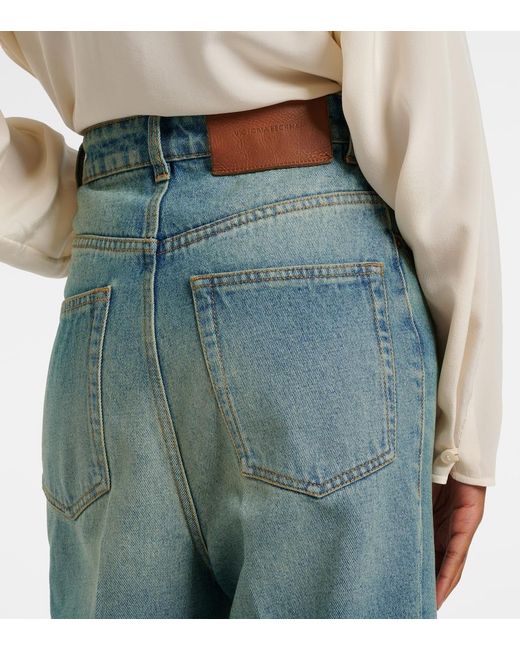 Victoria Beckham Blue High-Rise Flared Jeans