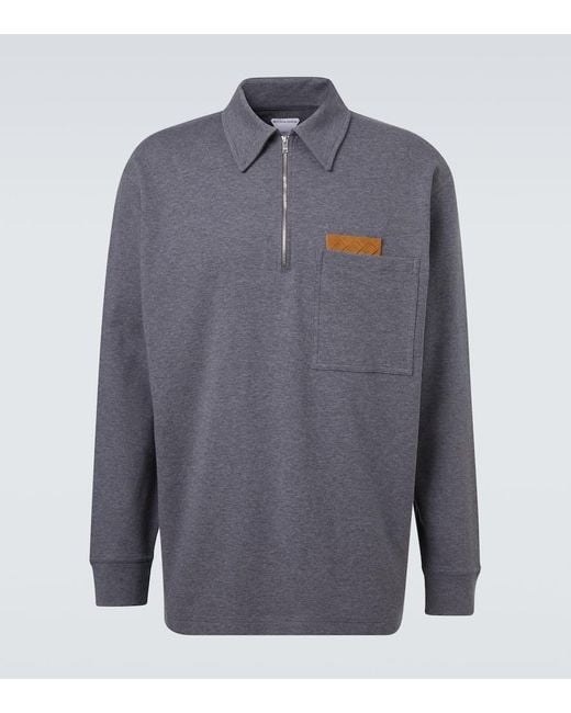 Polo En Coton Intrecciato Bottega Veneta pour homme en coloris Blue