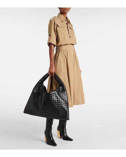 Bottega Veneta Black Hop Intrecciato Large Leather Tote Bag